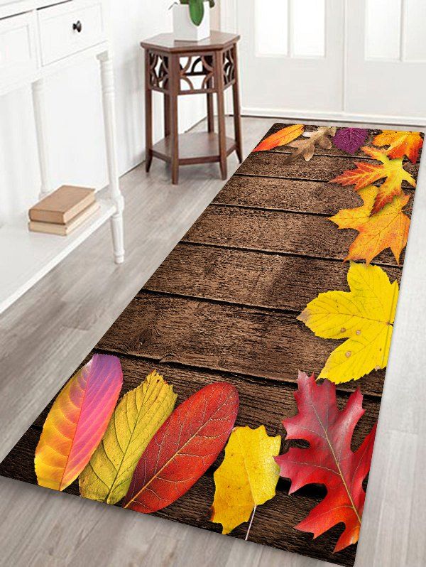 

Maple Leaf Wooden Printed Floor Rug, Wood
