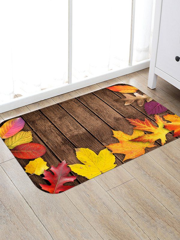 

Maple Leaf Wooden Printed Floor Rug, Wood