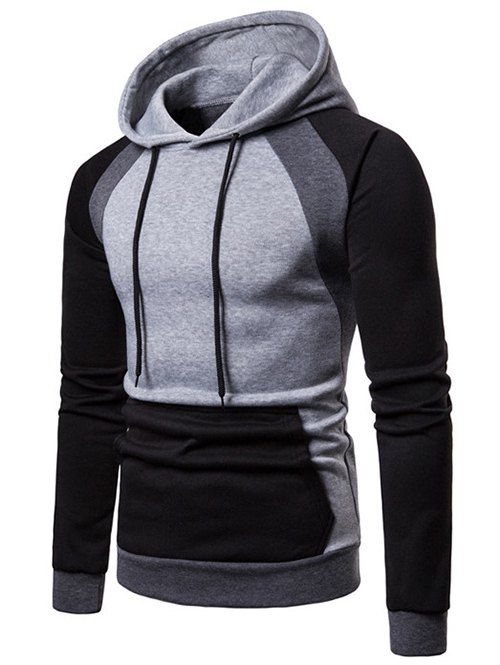 

Color Blocking Splicing Raglan Sleeve Fleece Hoodie, Light gray