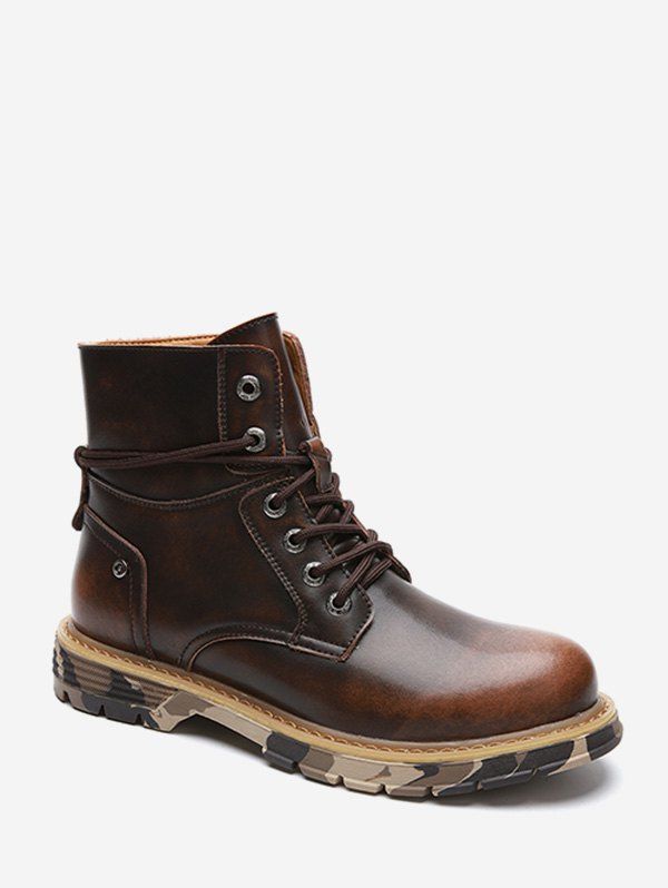 

Camouflage Sole Vintage Ankle Boots, Brown