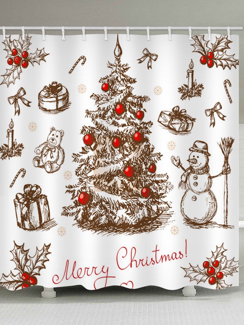 

Christmas Tree Snowmen Pattern Shower Curtain, White