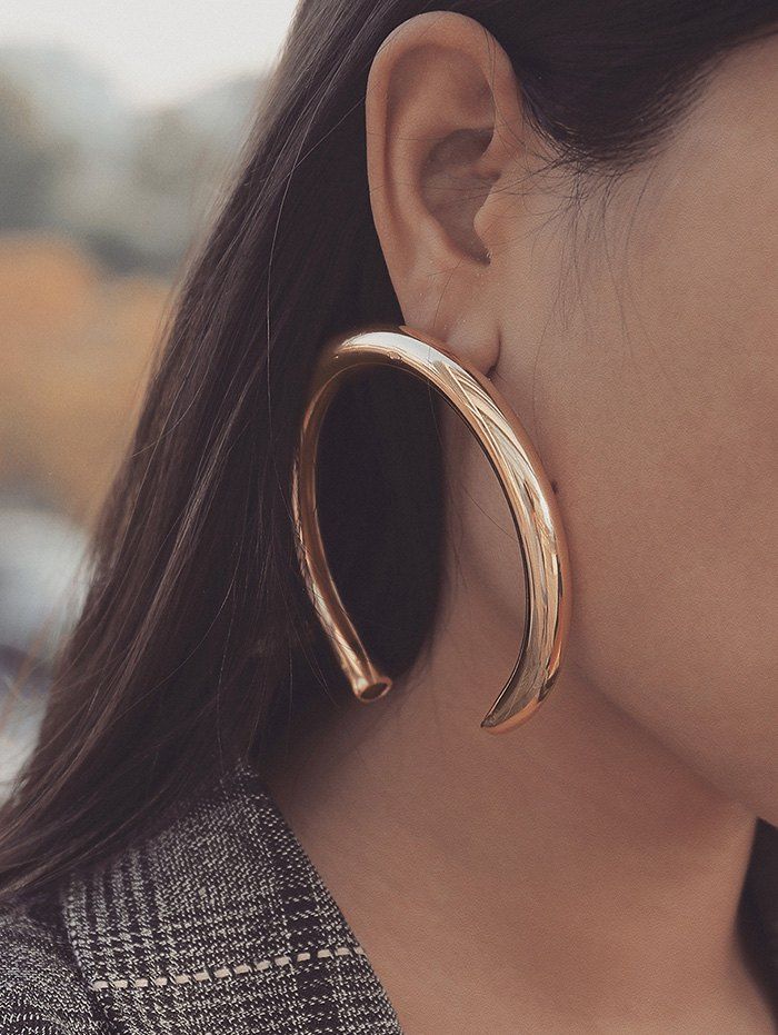 

Exaggerated Crescent Moon Stud Earrings, Gold