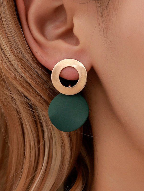 

Circle Geometric Alloy Stud Drop Earrings, Dark green