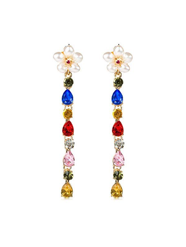 Pearl Gem Decorate Tassel Dangle Earrings, Gold
