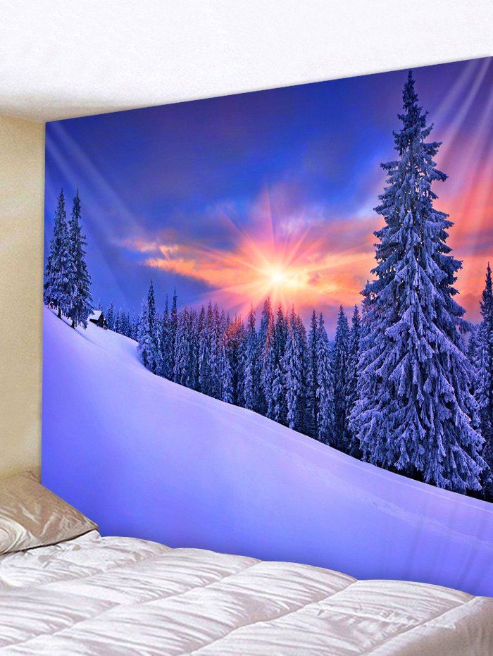 

Snow Sunset Pattern Tapestry, Blue gray