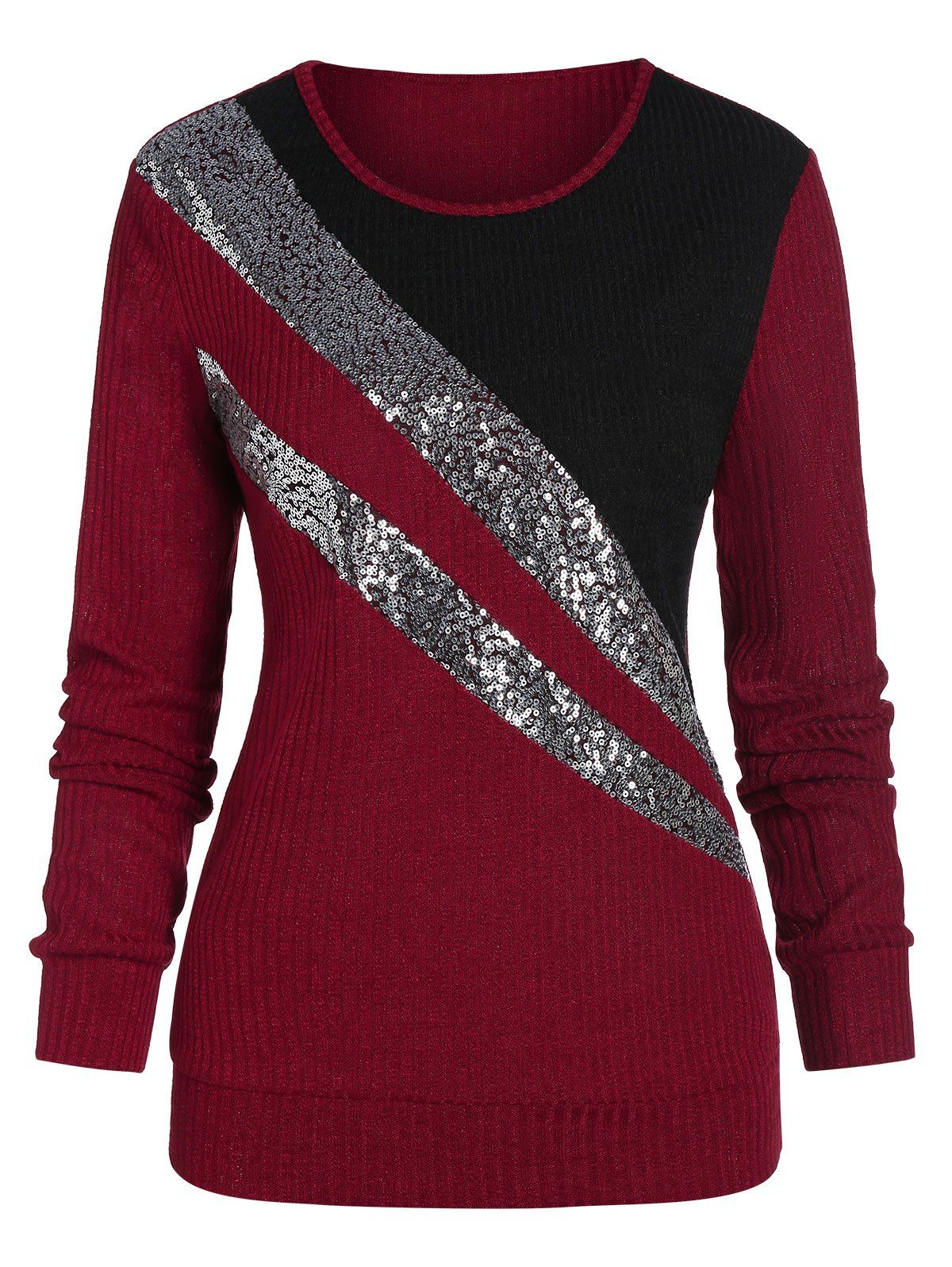 

Colorblock Sequins Knitwear, Multi-a