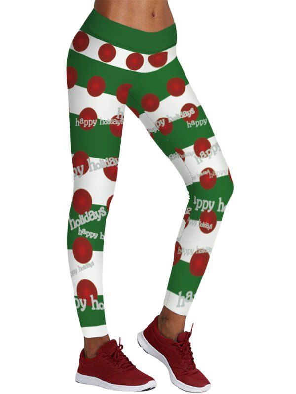 

Christmas Stripes Fitted Leggings, Multi-c