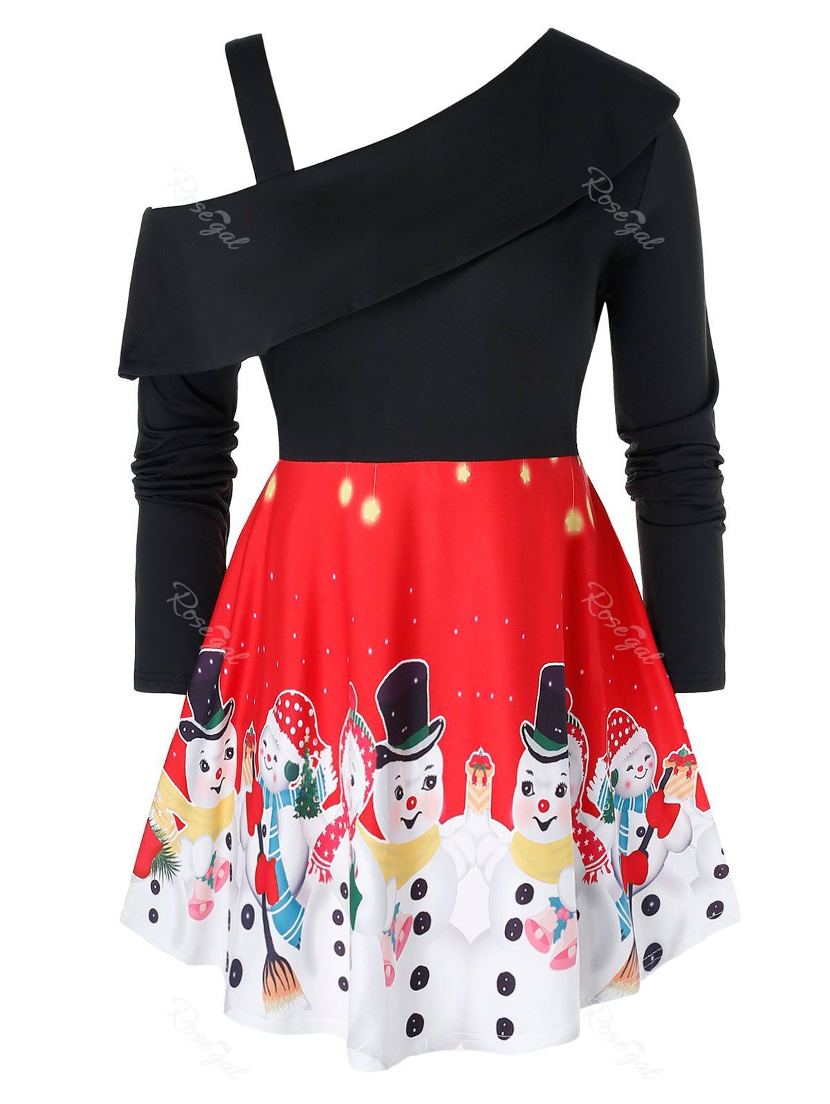 

Plus Size Tunic Snowman Print Christmas T Shirt, Black
