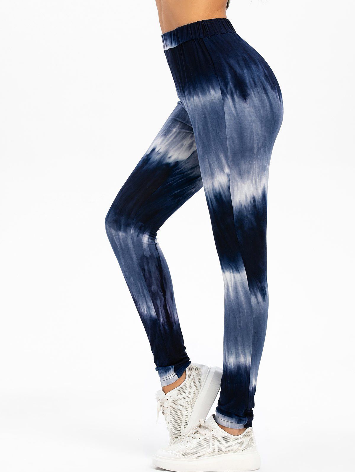 

Elastic Waist Tie Dye Pencil Pants, Silk blue