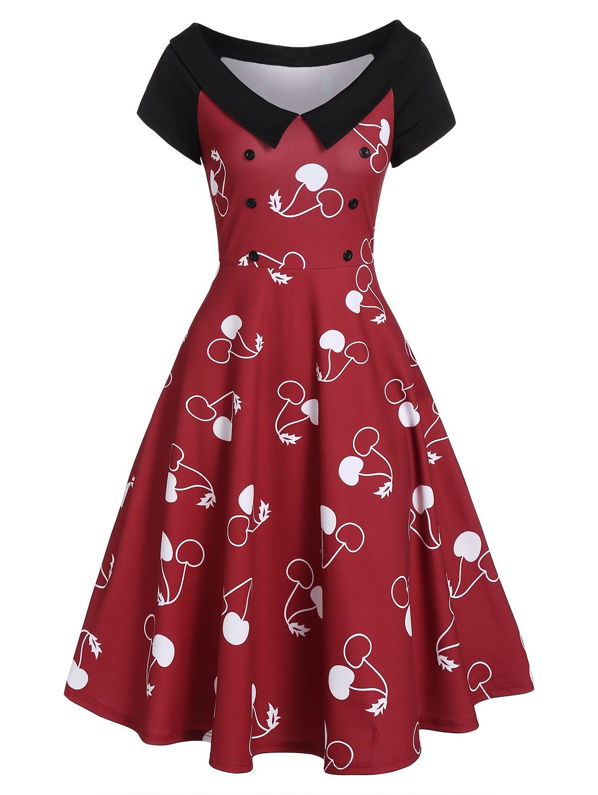 Chic Vintage Cherry Printed Pin Up Dress  