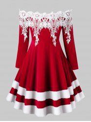 Znalezione obrazy dla zapytania Plus Size Off The Shoulder Faux Fur Velvet Christmas Dress