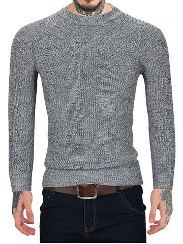Estilo breve suéter de cuello redondo - GRAY - L