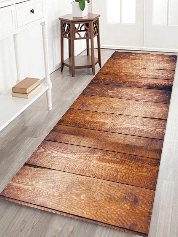 

Non-Slip Quick Dry Plank Pattern Floor Pad Rug, Camel brown
