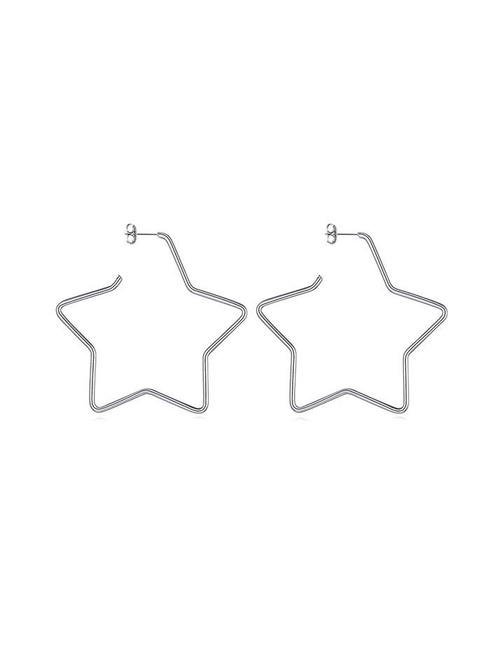 

Heart Round  Big Stud Earrings, Silver