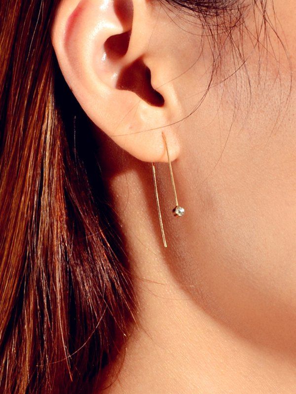 

Tiny Rhinestone Ear Through Earrings, Gold