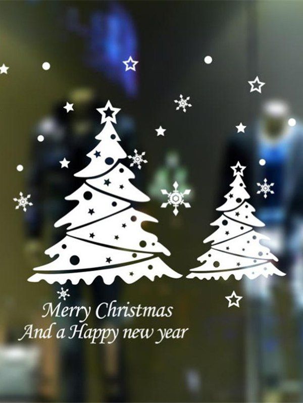 

Merry Christmas Tree Pattern Wall Sticker Set, White