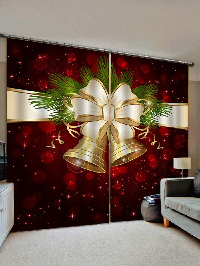 

Christmas Bell Pattern Window Curtains, Multi