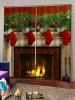 2 Panels Christmas Fireplace Stockings Print Window Curtains -  