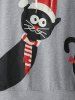 Plus Size Tunic Cat Print Christmas Hoodie -  