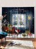 2 Panels Christmas Sleigh Gift Print Window Curtains -  