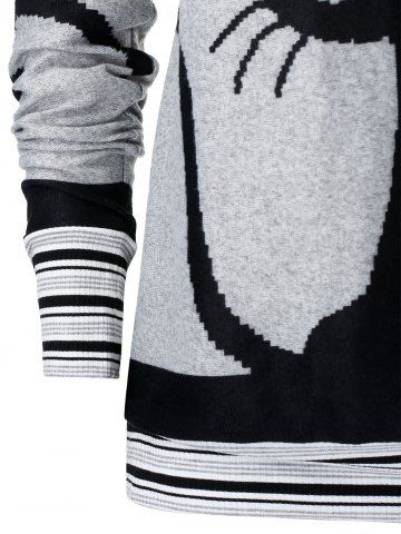 

Plus Size Christmas Skew Neck Cat Print T Shirt, Dark gray