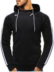 Contrast Striped Raglan Sleeve Fleece Hoodie -  