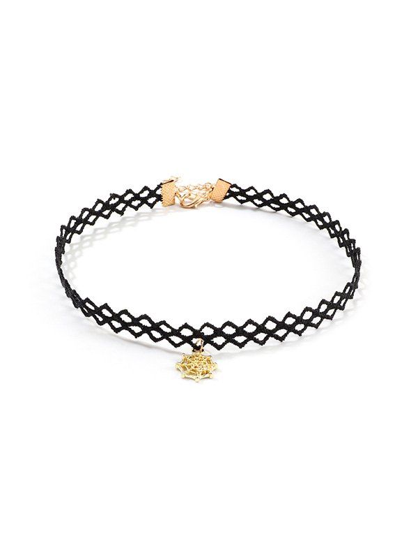 

Hollow Spider Web Lace Choker Necklace, Black