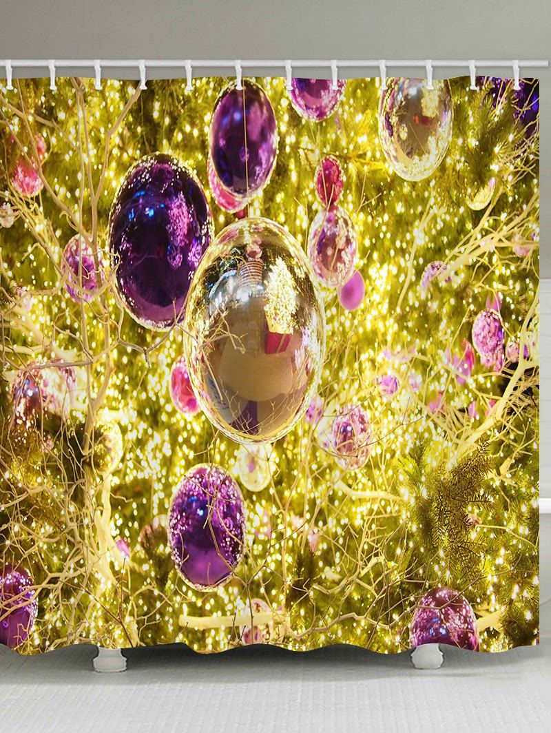 

Christmas Balls Light Print Waterproof Bathroom Shower Curtain, Multi