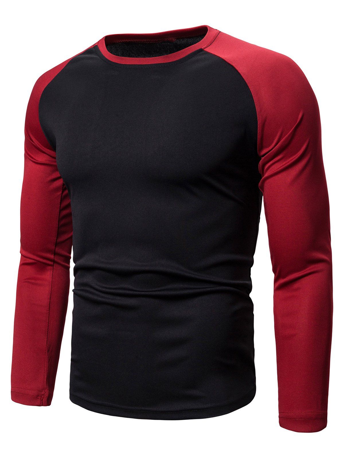

Color Spliced Full Sleeves Casual T-shirt, Red