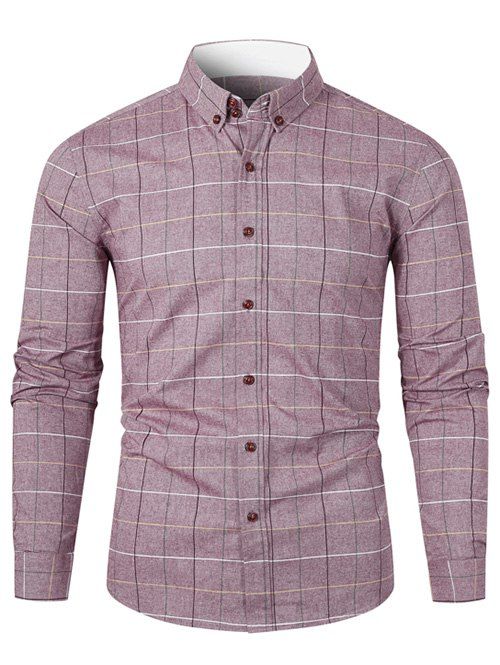 

Checked Long-sleeved Button Up Shirt, Red