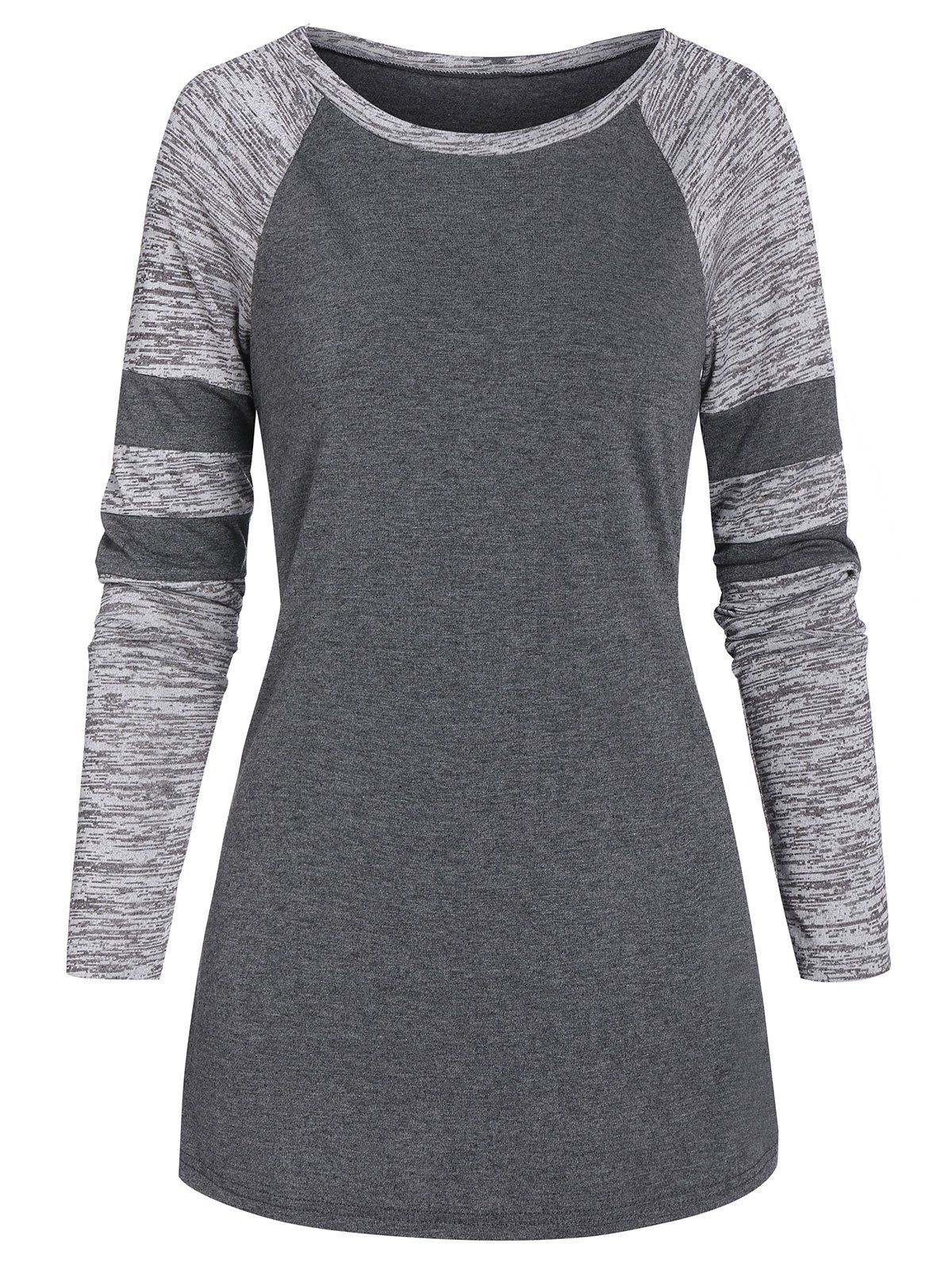 

Striped Raglan Sleeve Contrast Baseball T-shirt, Carbon gray