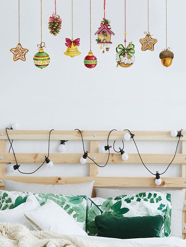 

Christmas Hanging Decorations Print Wall Art Stickers, Multi-a