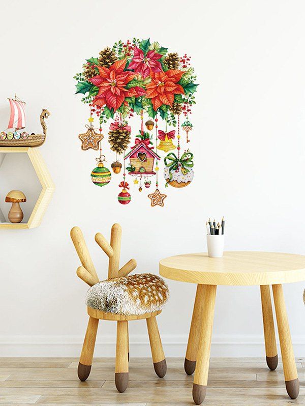 

Christmas Hanging Decorations Print Wall Art Stickers, Multi-b