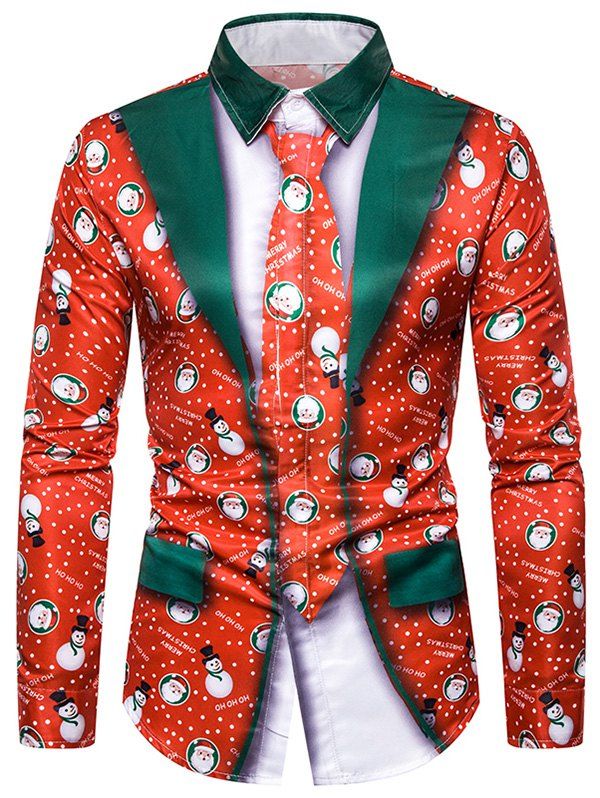 

Christmas Snowman Graphic 2 in 1 Tuxedo Shirt, Multi