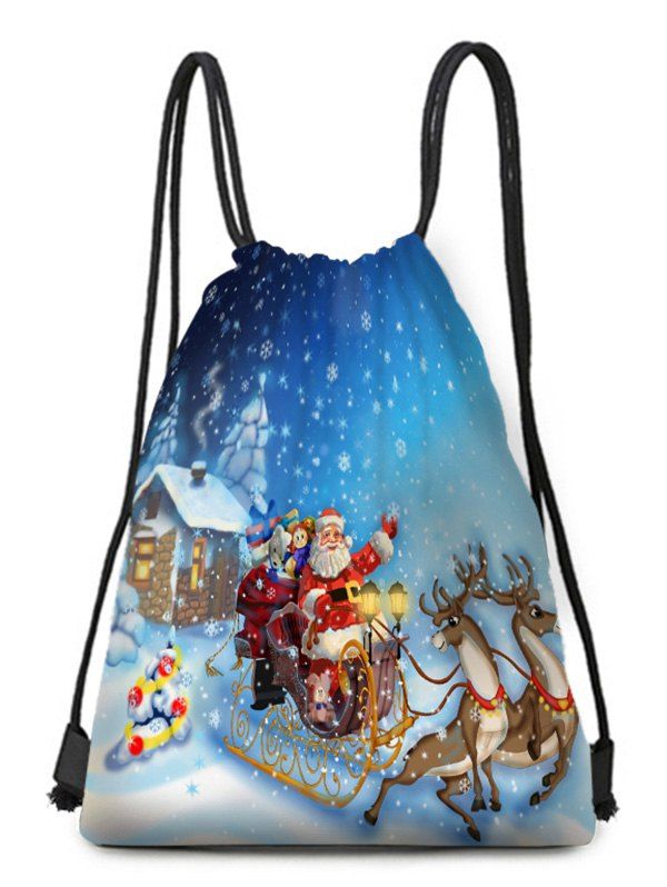 

Christmas Sleigh Theme Drawstring Backpack Candy Bag, Multi-d