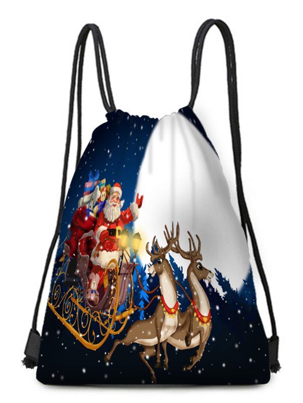 

Christmas Sleigh Theme Drawstring Backpack Candy Bag, Multi-e