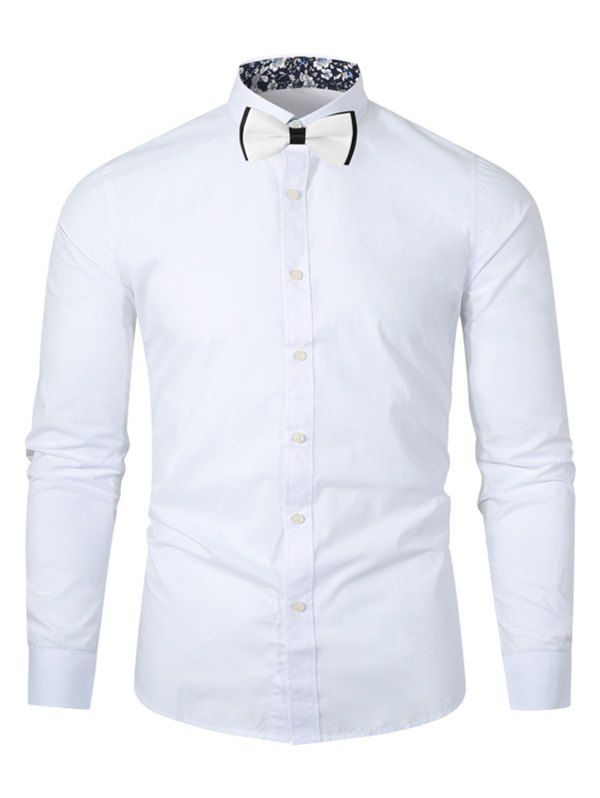 

Long-sleeved Floral Printed Button Up Shirt, White