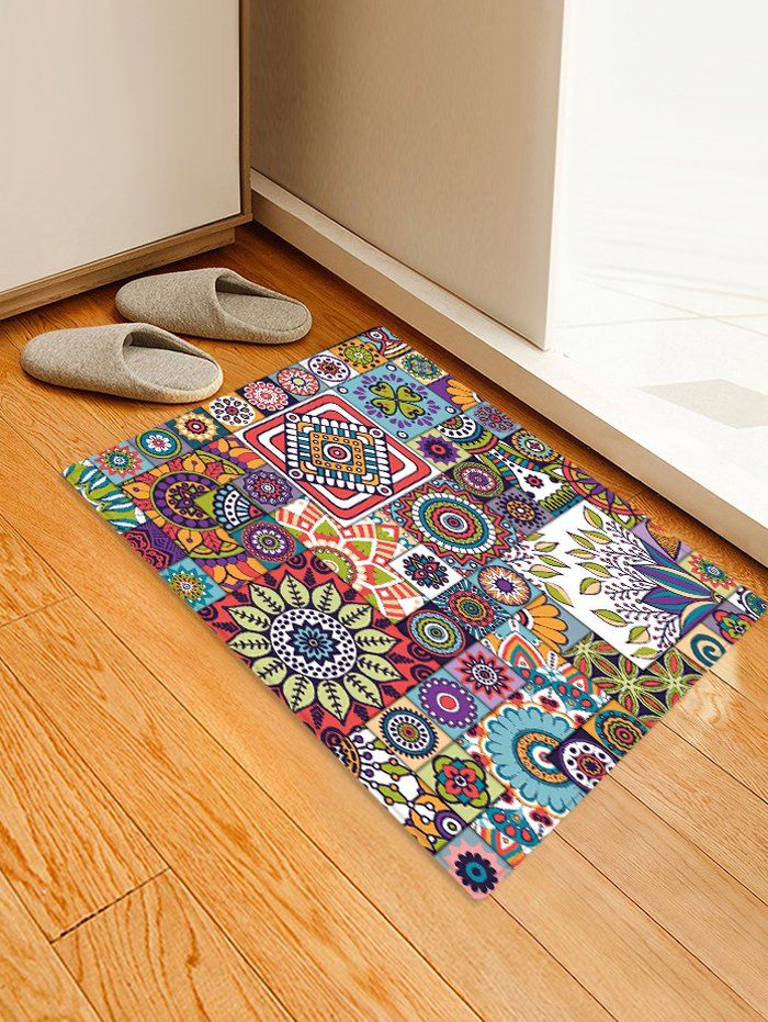 

Bohemia Style Geometric Print Flannel Floor Mat, Firebrick