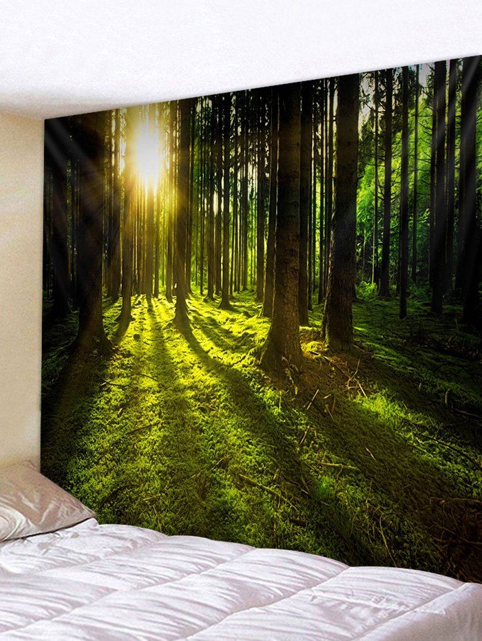 

3D Print Sunshine Forest Wall Tapestry, Medium forest green