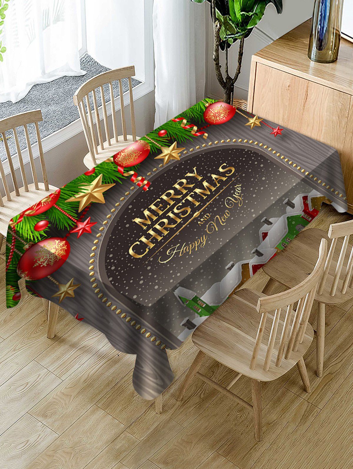 

Christmas Tree House Digital Printing Tablecloth, Multi