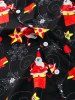 Christmas Santa Claus and Snowflake Print Button Up Curved Hem Shirt -  