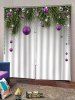 2 Panels Christmas Balls Tree Branch Print Window Curtains -  