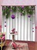 2 Panels Christmas Balls Tree Branch Print Window Curtains -  
