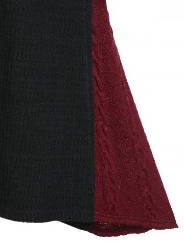 

High Low Contrast Color Cable Knit Dress, Multi-a