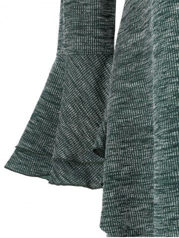 Plus Size Ruffle Open Shoulder Bell Sleeve Top