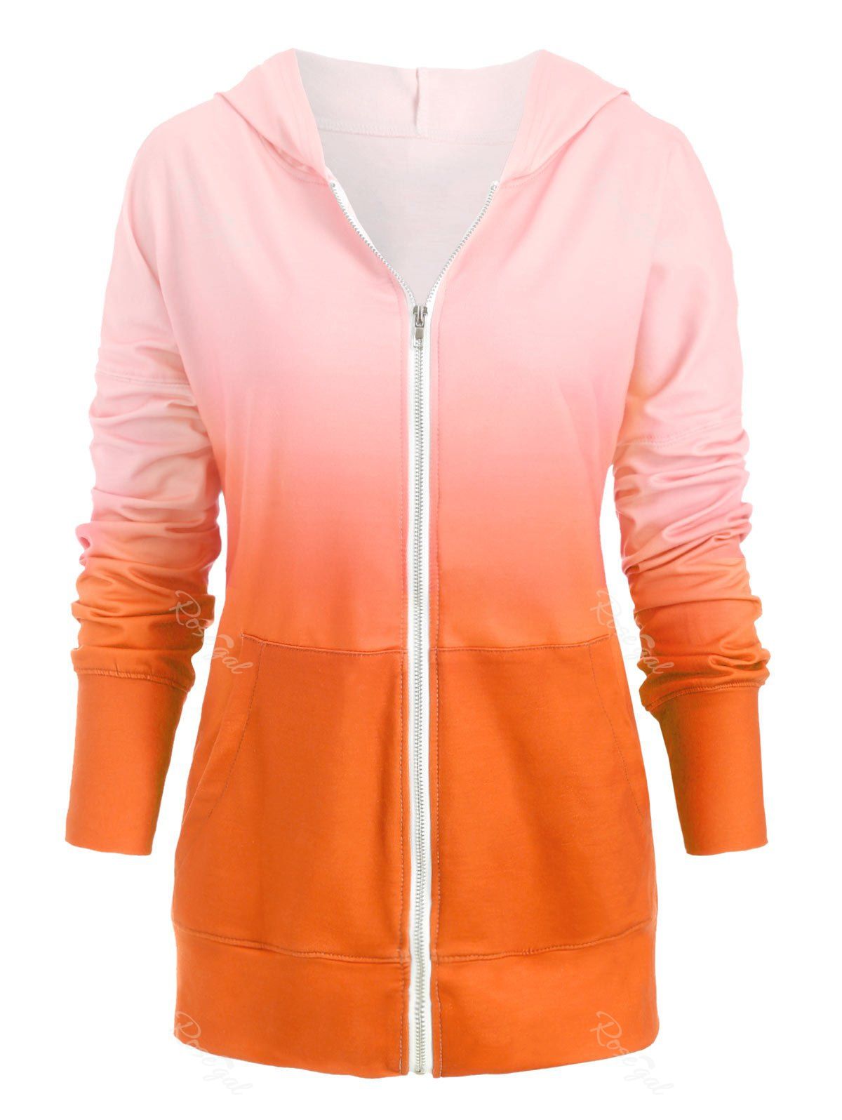 

Plus Size Ombre Drop Shoulder Slit Hoodie, Orange