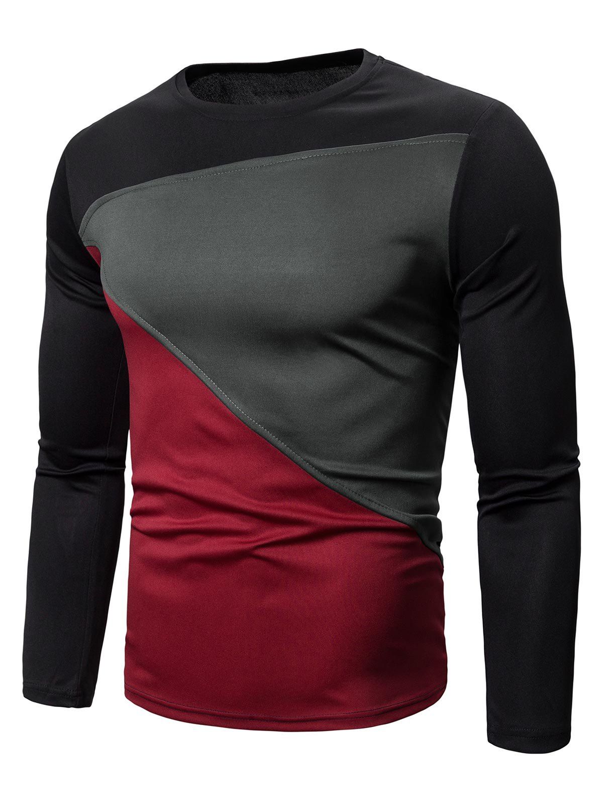 

Color-blocking Long Sleeves Casual T-shirt, Black