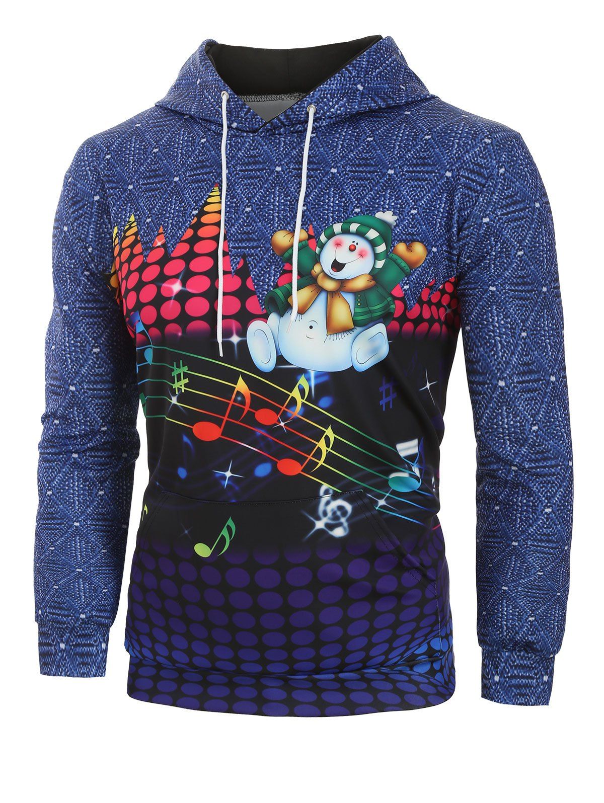 

Christmas Singing Snowman Graphic Front Pocket Hoodie, Multi