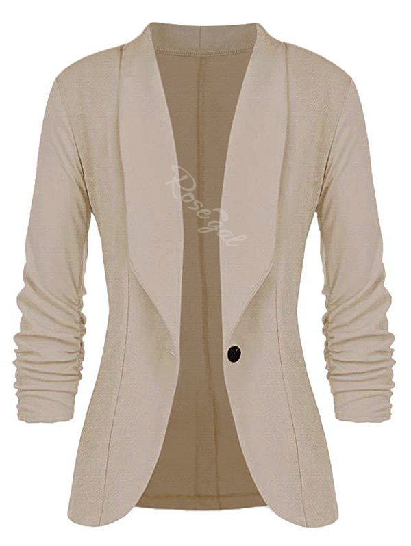 

Plus Size Single Button Shawl Collar Blazer, Khaki