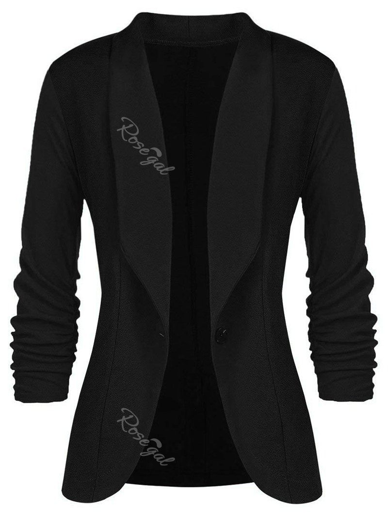 

Plus Size Single Button Shawl Collar Blazer, Black